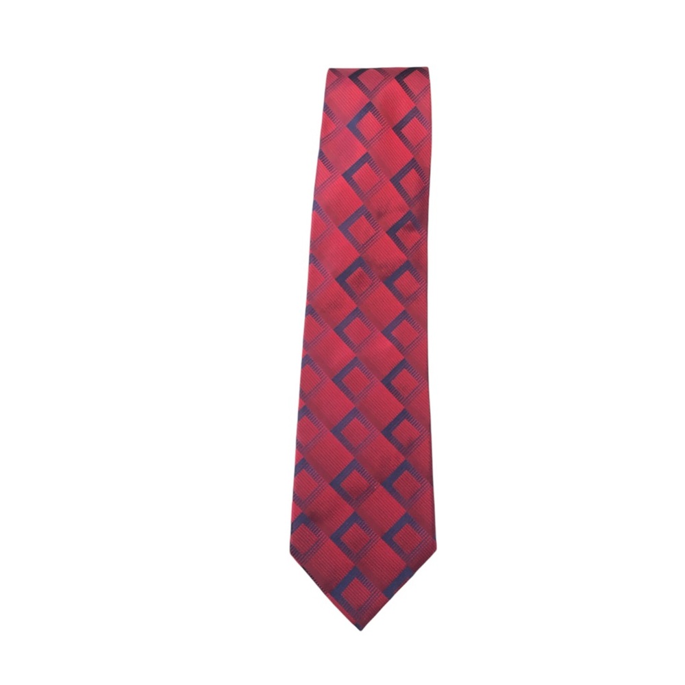 Perry Ellis Portfolio Men’s Maroon Blue Patterned Tie EUC